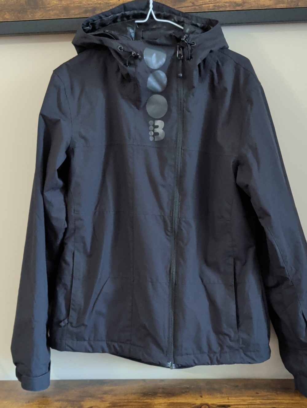 Bench Black Hooded Women's Raincoat with Logo Detail